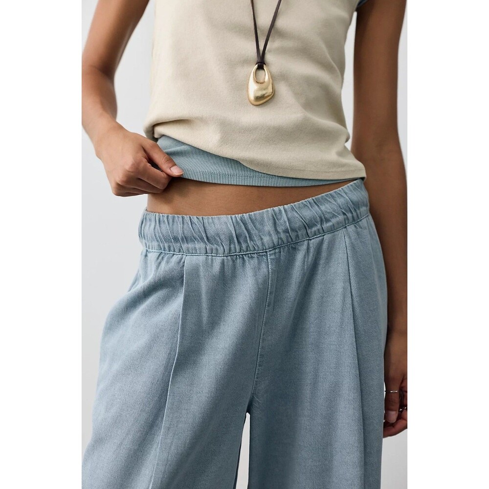 Free People Women's Tidal Moon Low-Rise Pull-On Trouser Pants Wide-Leg L 291207 - Picture 2 of 8